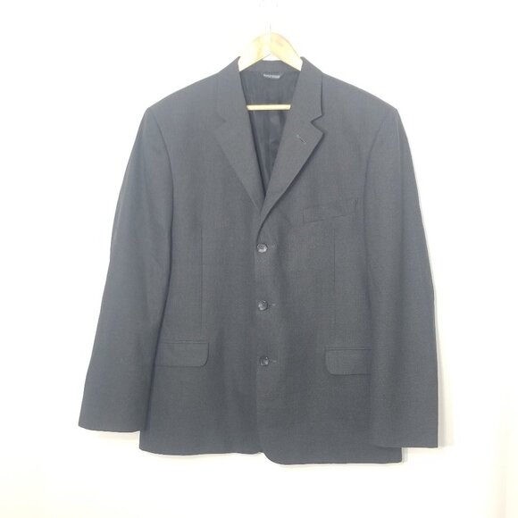 America Charcoal Wool Blend Business Casual Oversized Blazer Coat Jacket Size 42 - Picture 1 of 11